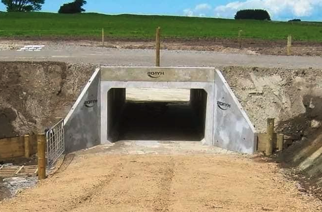 Concrete culvert construction in rural area